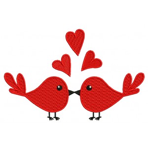 Two Birds Kissing Love Filled Machine Embroidery Design Digitized Pattern
